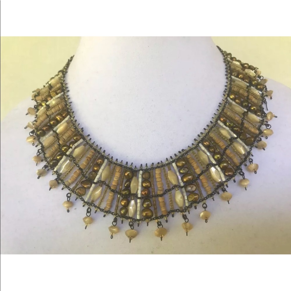 BEADED NECKLACE EARTH‎ TONES NECKLACE WIDE BAND